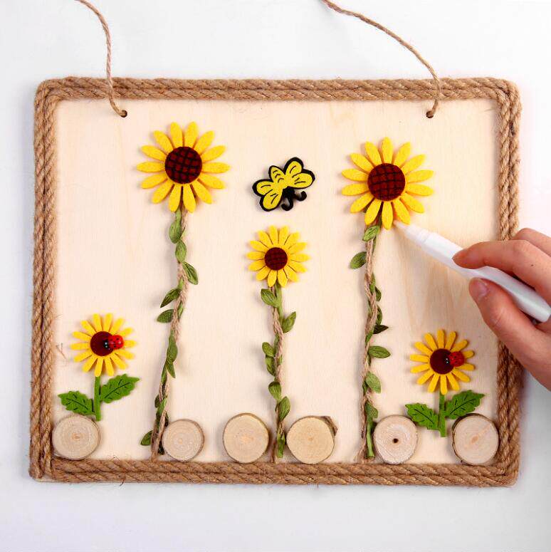 创意原木画树枝画木艺画框幼儿园儿童手工diy制作材料包自然圆木