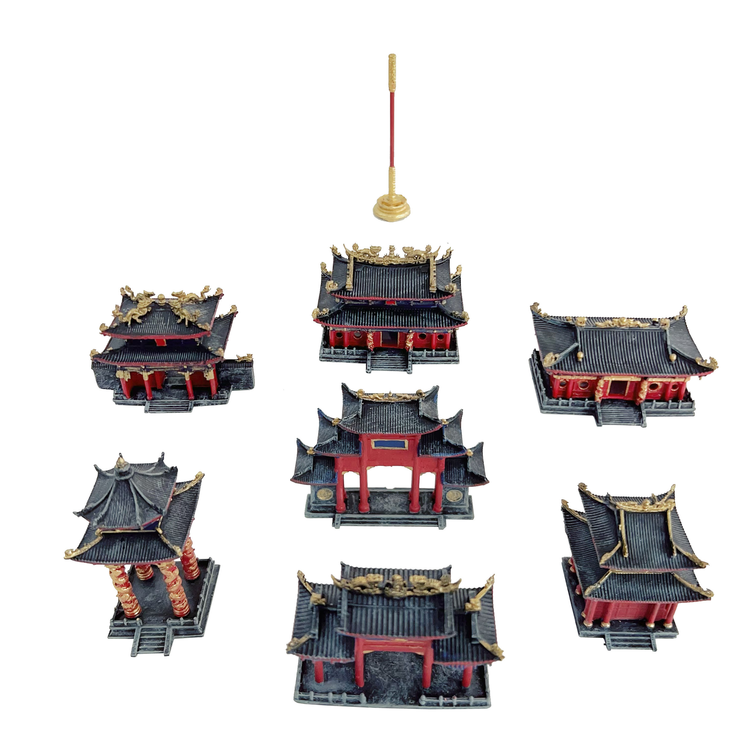 财神殿定海神针天亭中式造景3D打印摆件