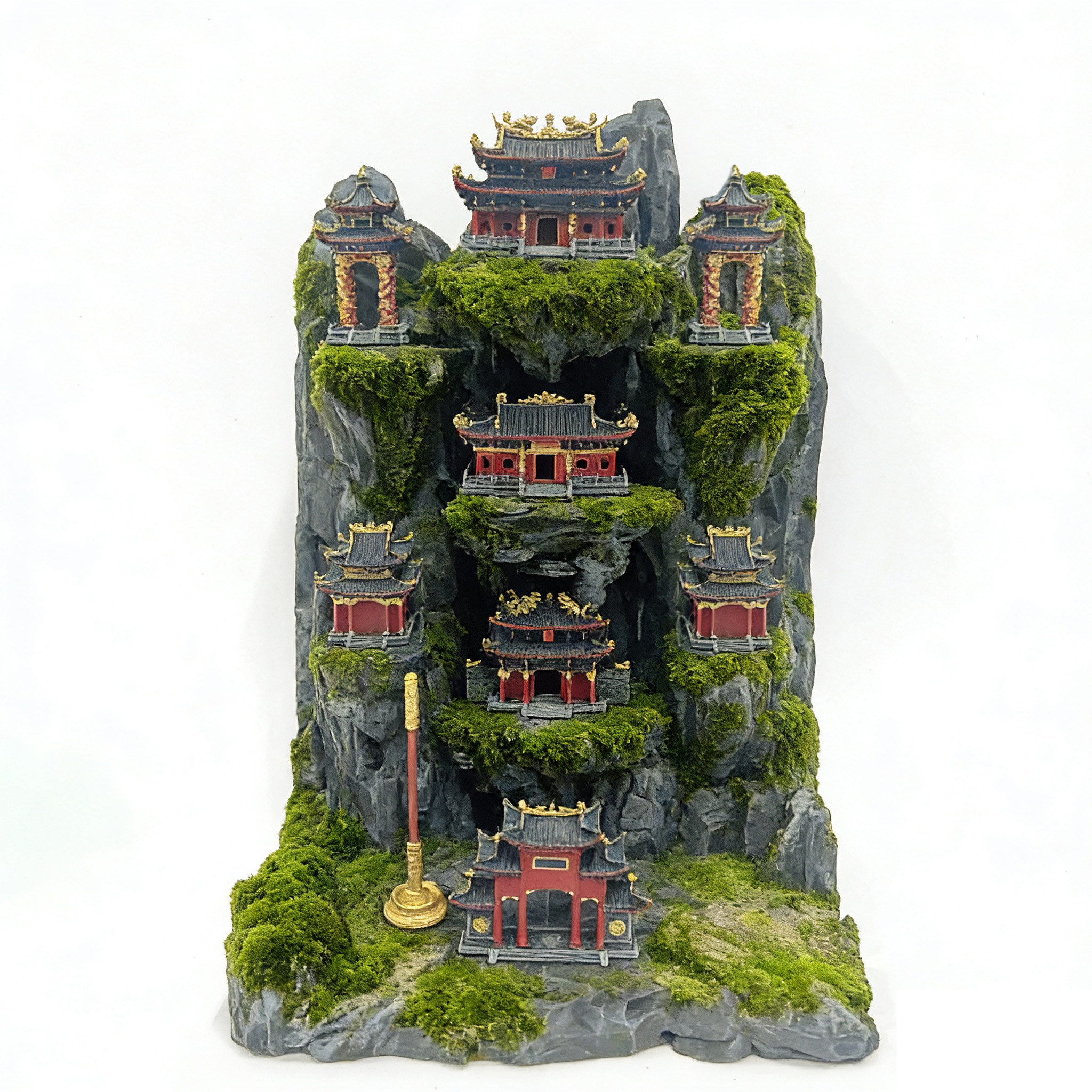 财神山财神殿定海神针水底造景3D打印中式景观摆件