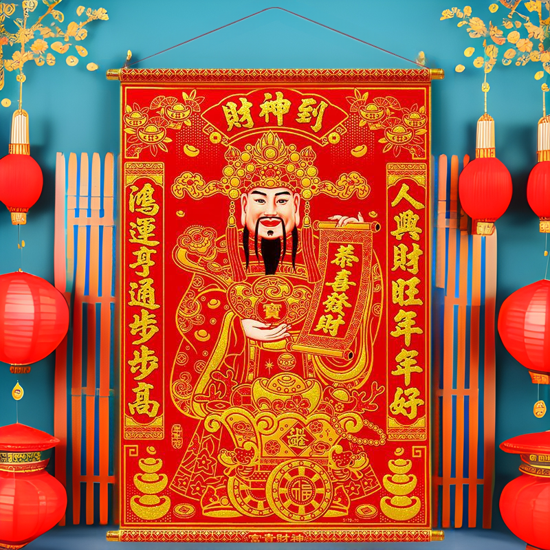 2026马年春节财神爷挂画绒布财神爷客厅开业招财年画财神爷到挂轴,节庆用品/礼品,门神,淘宝优惠券,粉丝福利购,淘宝优惠卷