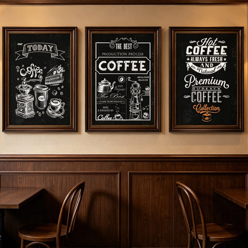 美式黑板工业风咖啡馆装饰画复古怀旧咖啡厅coffee馆西餐厅挂画