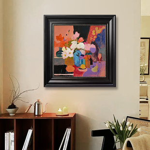 法式中古风客厅装饰画油画风植物花卉餐厅挂画小众艺术卧室壁画