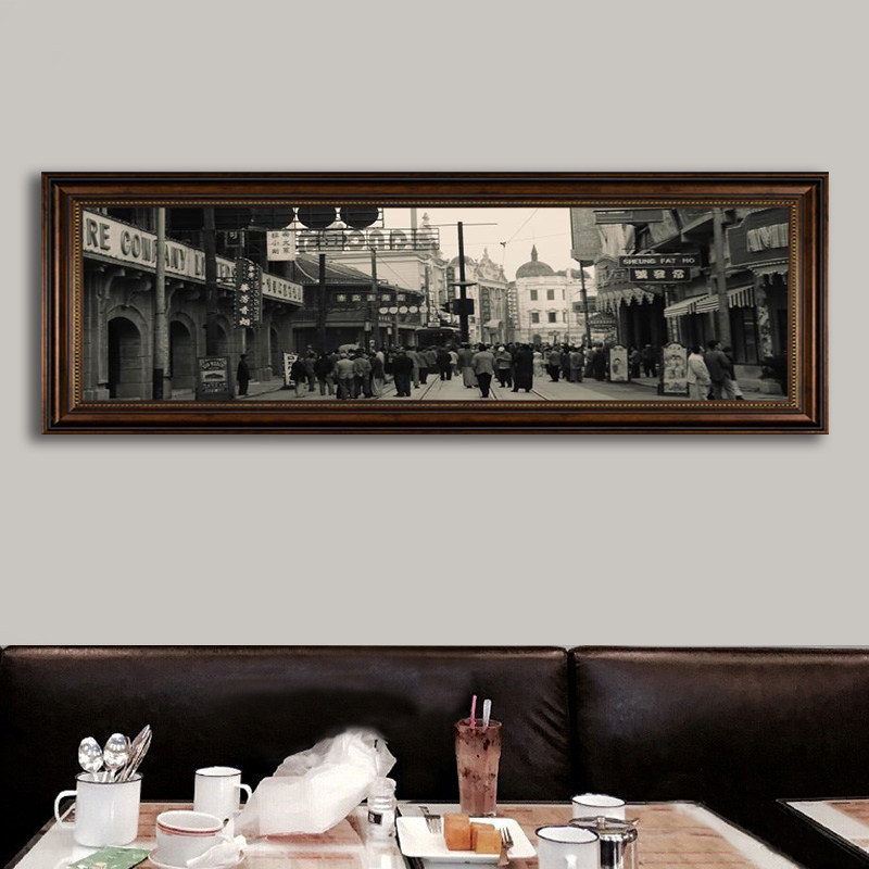 老上海装饰画民国风咖啡馆餐馆饭店挂画复古怀旧建筑风景餐厅壁画
