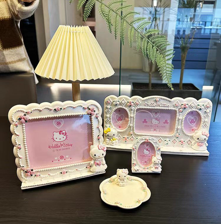 三丽鸥KT猫 Hello Kitty珍珠树脂相框情人节朋友生日礼物礼品送礼