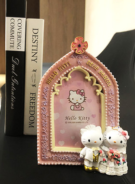孤品结婚相框5寸三丽鸥KT猫婚庆情人Kitty 十字架树脂相框工艺品
