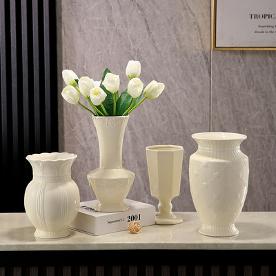 新中式轻奢大号大口径高级感摆件客厅插花瓷瓶景德镇陶瓷花瓶圆形