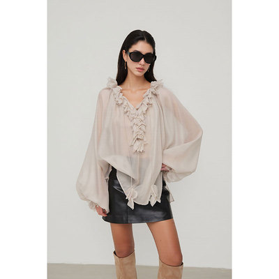 2026新款v领长袖衬衫春季