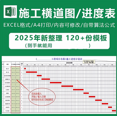 横道图Excel自动生成模板进度计划表制作建筑工程资料员施工2026
