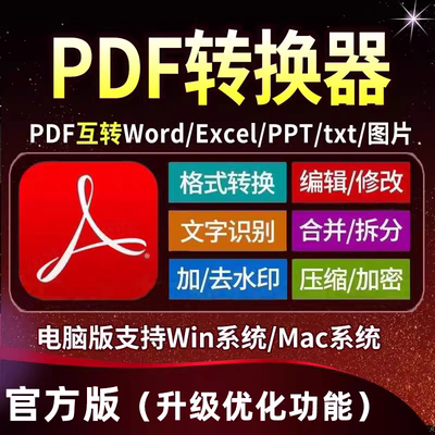 PDF转Word软件excel编辑器图片ppt转换器pdf修改拆分合并压缩加密