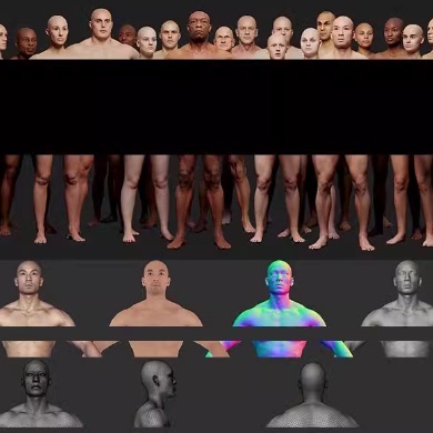 3DScan 全套扫描人体模型 包含贴图 Zbrush带细分 全身投射2026