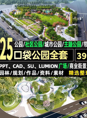 2025口袋公园社区街角小游园景观设计方案PPT文本CAD施工图SU模型