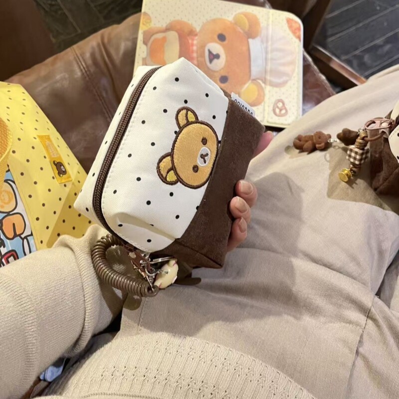 轻松熊化妆包百搭大容量小方包