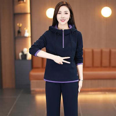 2025秋季拼色半拉链连帽卫衣