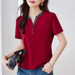 V领短袖T恤女2026新款夏季爆款假两件洋气女装减龄上衣半袖体恤
