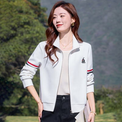 2026春立领刺绣运动卫衣外套女