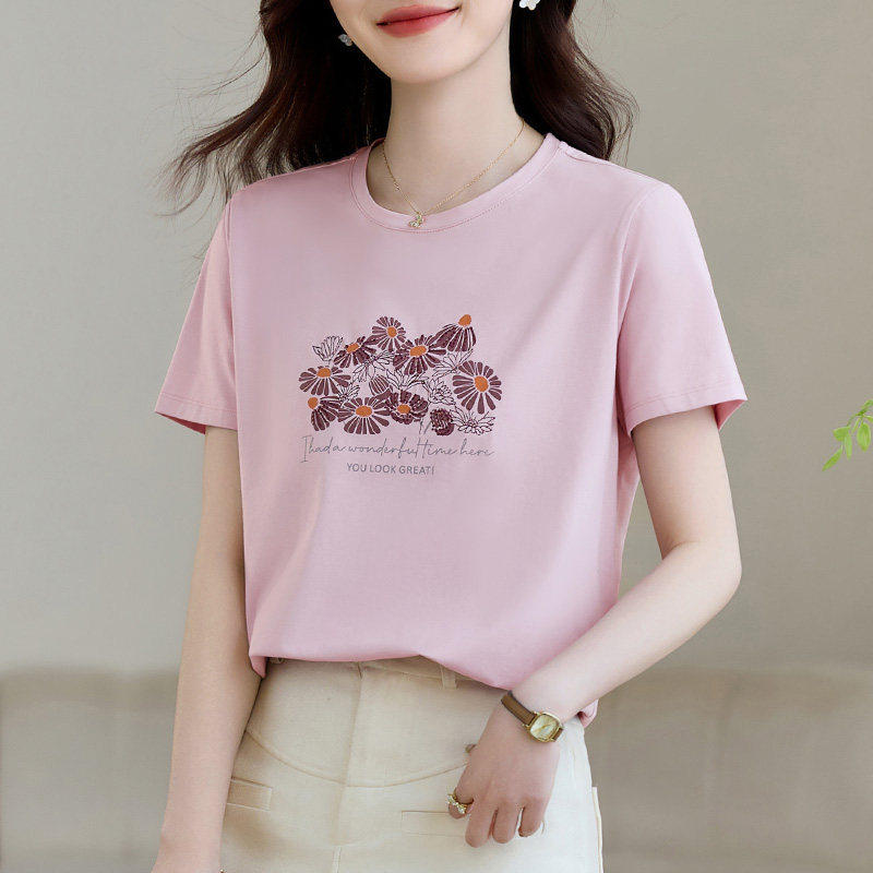 GCMUSCLE夏季新款圆领女士短袖t恤2026爆款洋气减龄宽松正肩上衣