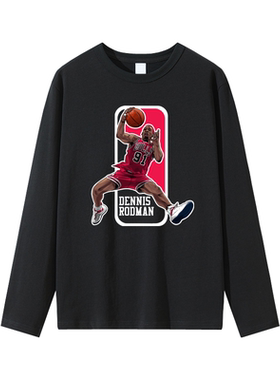 重磅纯棉长袖t恤男打底衣大虫罗德曼RODMAN卡通插画版篮球训练服