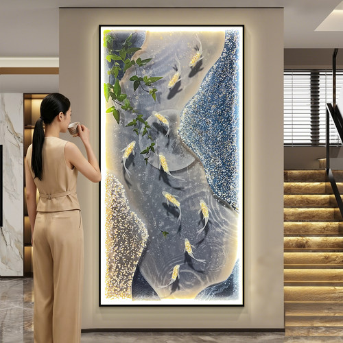 【高端家居推荐】晶钻带灯玄关画