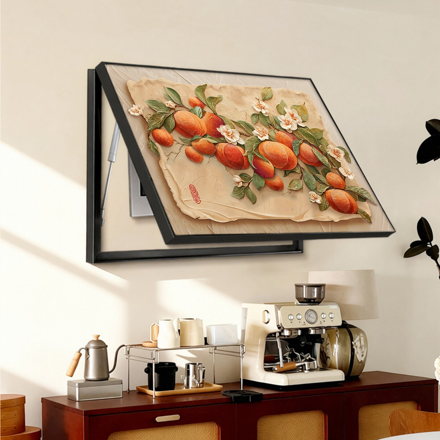 中古风超薄电表箱装饰画电闸盒弱电箱盖板柿柿如意配电箱遮挡挂画,家居饰品,现代装饰画,淘宝优惠券,粉丝福利购,淘宝优惠卷