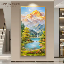 金山聚宝盆玄关装饰画入户正对门山水油画走廊挂画轻奢高级感壁画