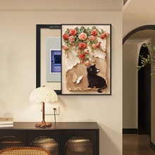 中古风配电箱电表箱装饰画2025新款竖版餐厅电闸盒弱电箱遮挡挂画