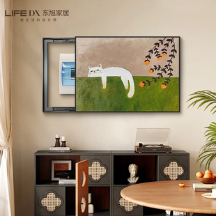 中古风猫咪电表箱装饰画强弱配电箱开关盒遮挡挂画免打孔2025新款