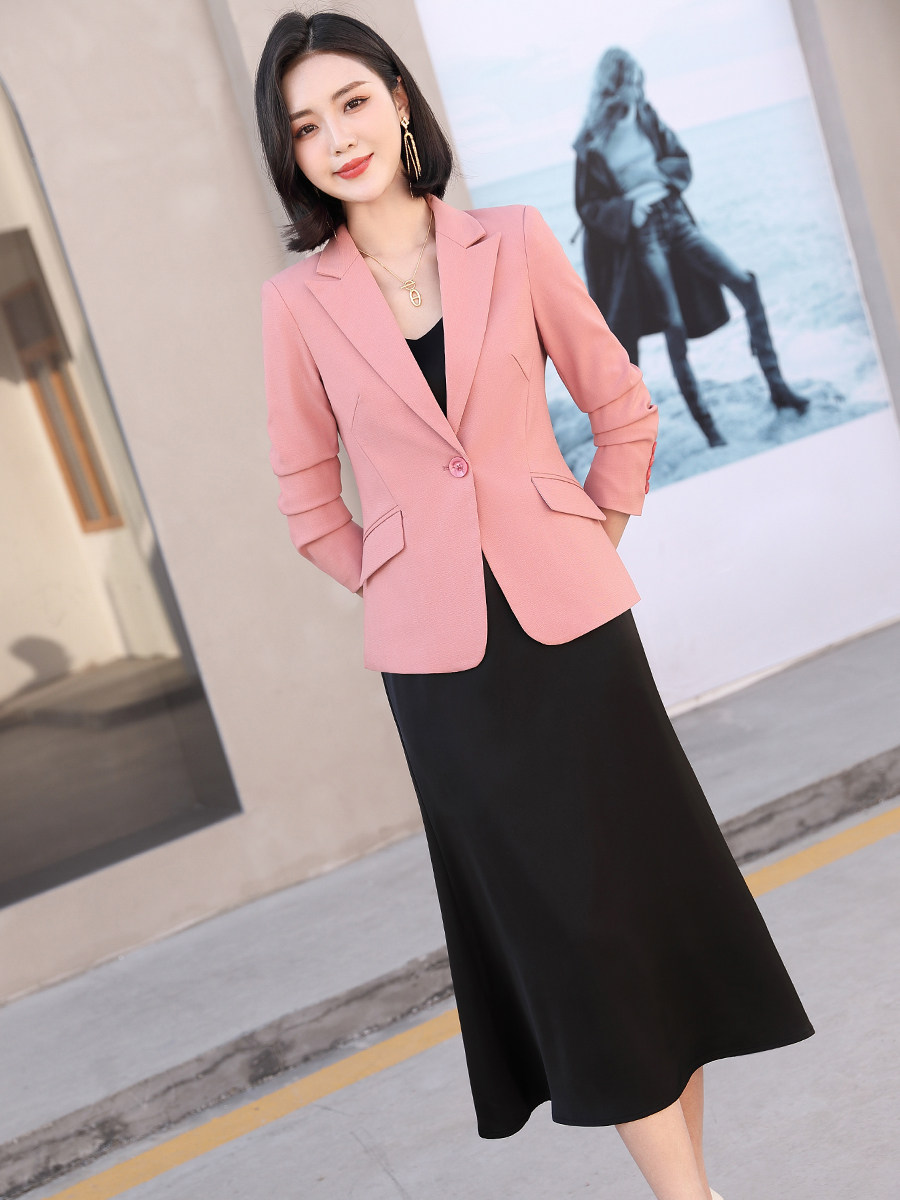 SMALL SUIT SUNDRESS PROFESSIONAL WEAR WOMENS CLOTHING 2024 SPRING AND AUTUMN NEW TEMPERAMENT VERSATILE SLIP DRESS SUIT SET