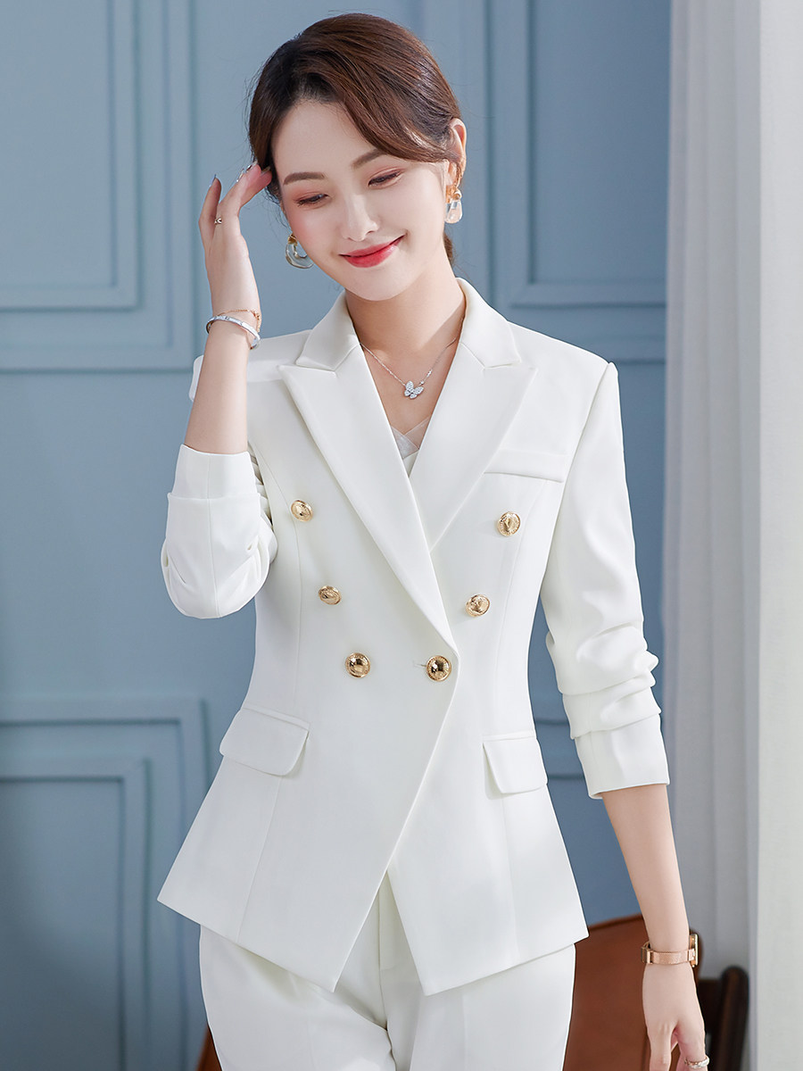 WHITE BLAZER WOMENS PROFESSIONAL SUIT FORMAL SPRING AND AUTUMN NEW FASHION TEMPERAMENT WOMENS SUIT BUSINESS WORKWEAR
