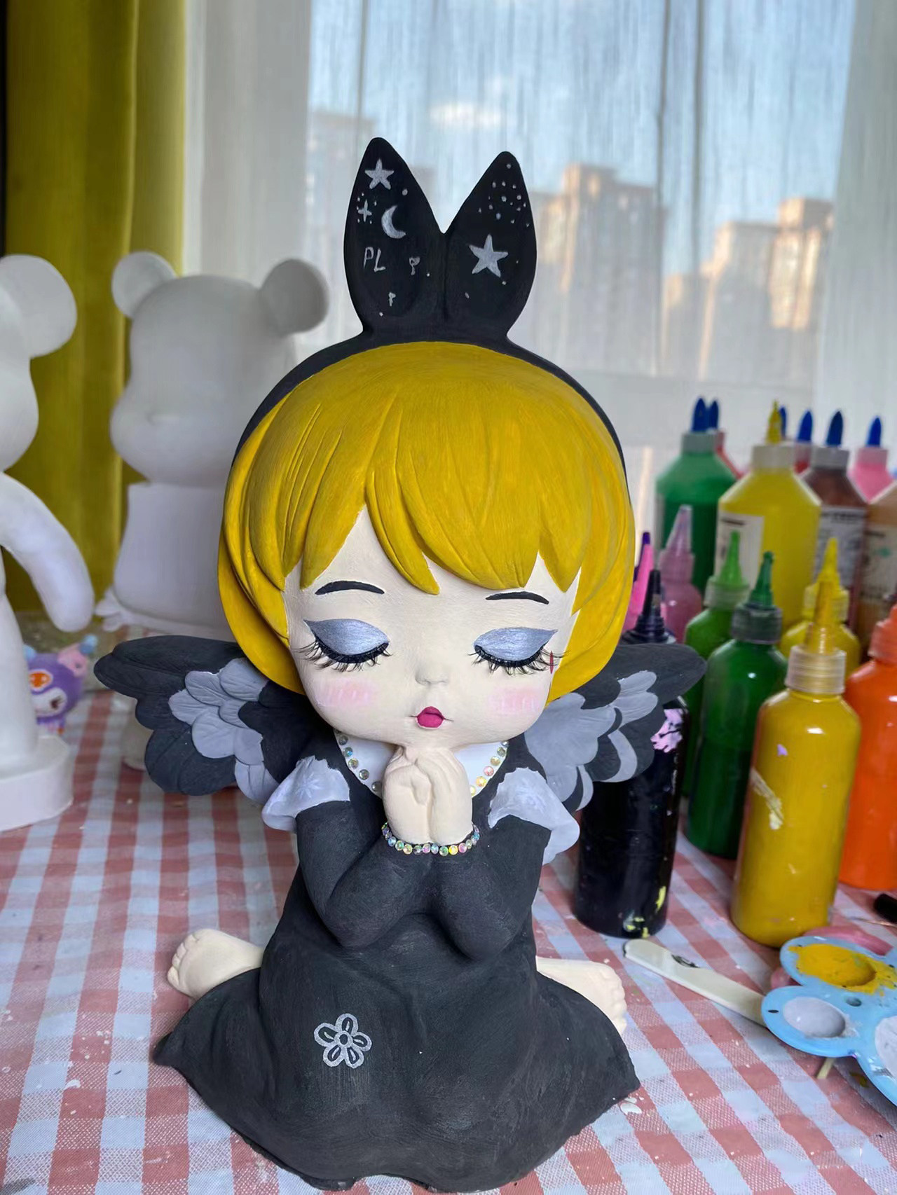 摔不坏史迪仔存钱罐搪胶白胚儿童益智diy手工涂鸦彩绘上色皮卡丘