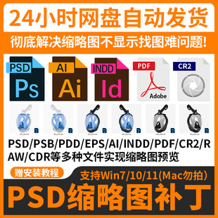 psd缩略图补丁AI PSB EPS CDR Cr3 raw PDF文件预览插件win71011