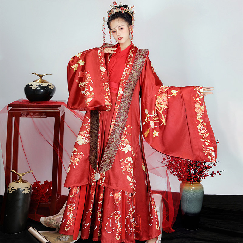 凤冠霞帔花嫁红色鲜艳亮丽男女款
