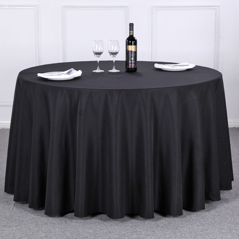 加厚酒店圆桌桌布餐厅饭店台布布艺纯色会议欧式白色婚庆婚礼圆形