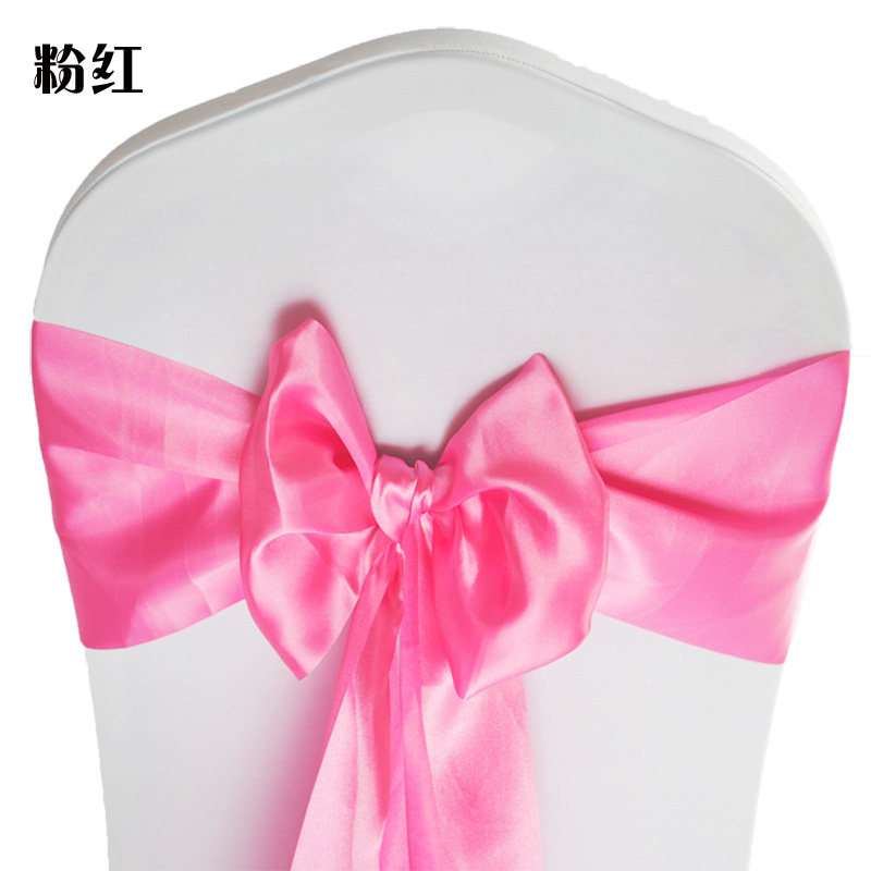 婚庆椅背蝴蝶结酒店宴会弹力椅套飘带色丁绑带椅背花缎带装饰自系