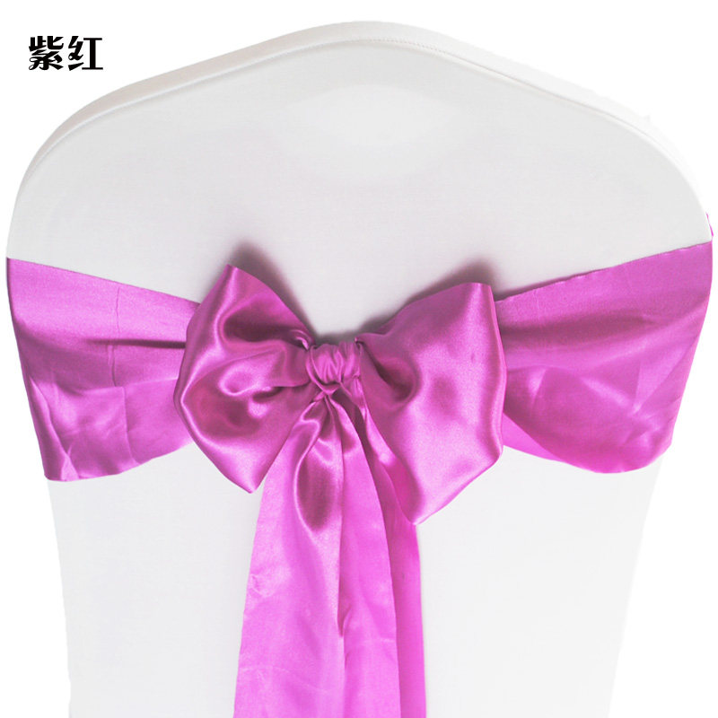 婚庆椅背蝴蝶结酒店宴会弹力椅套飘带色丁绑带椅背花缎带装饰自系