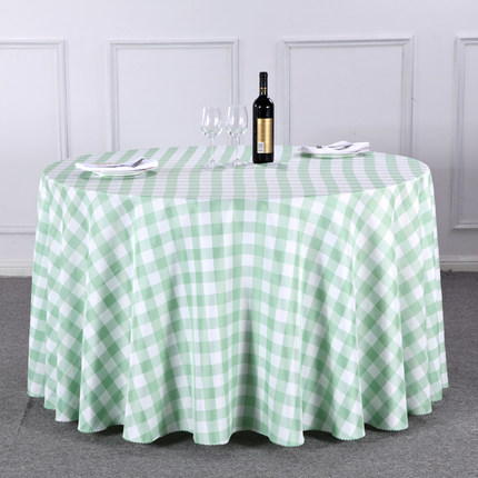 格子小清新桌布布艺圆形餐桌布酒店餐厅咖啡厅圆桌台布田园格子布