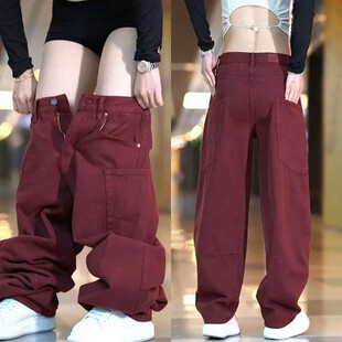 潮流百搭宽松耐磨阔腿裤 重工拼接设计感弯刀牛仔裤 男2025春秋新款