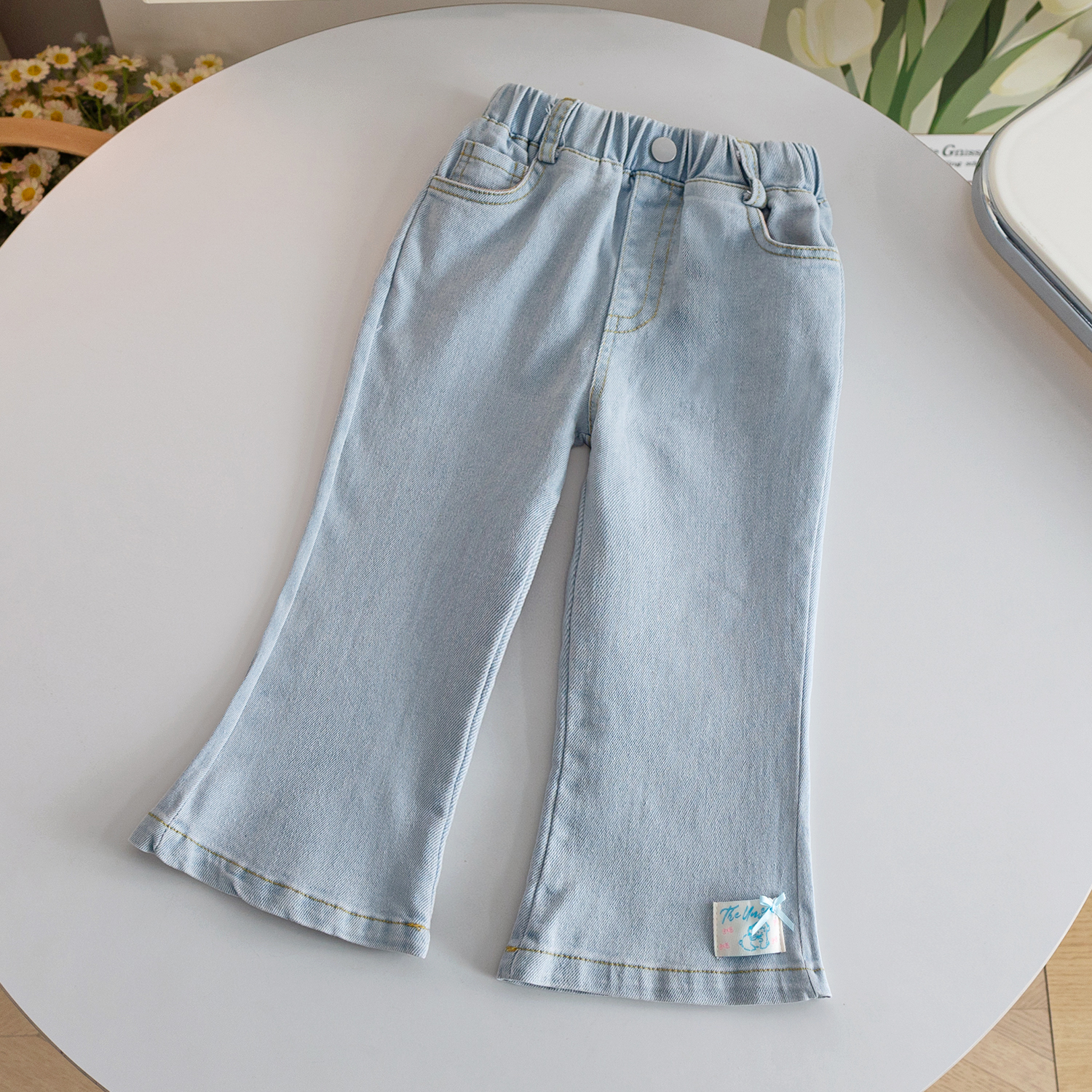 女童新款2025春秋季牛仔裤中小童韩版休闲裤子纯色时尚直筒长裤