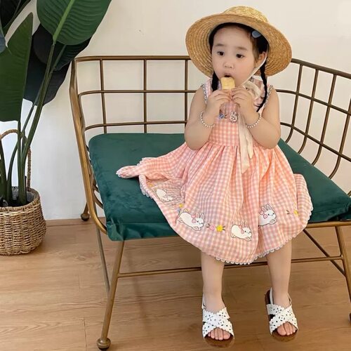 女背心裙甜美夏季卡通刺绣