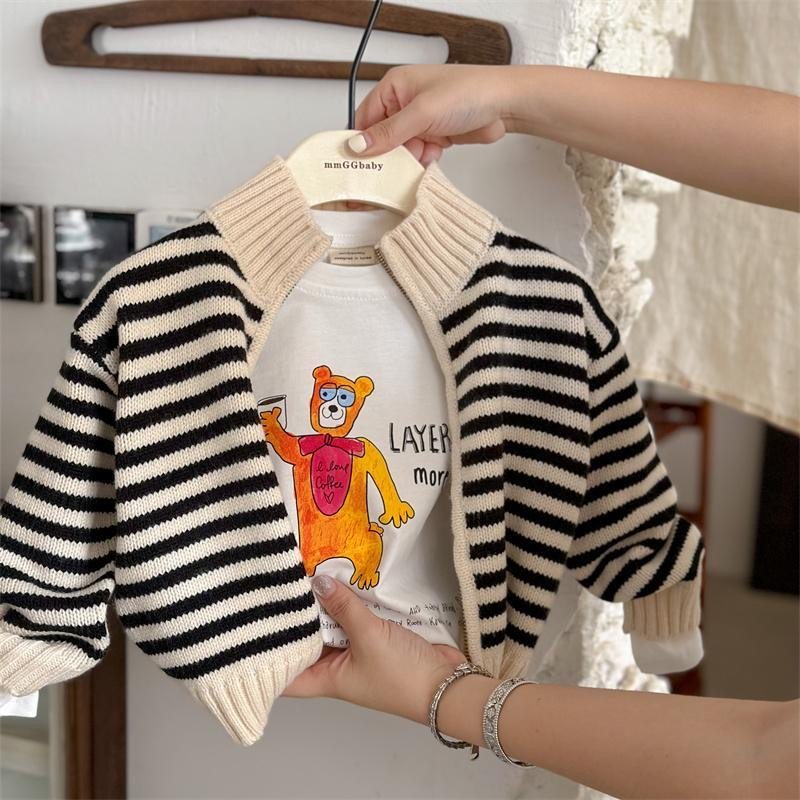 韩系儿童毛衣2024秋新款男女童时尚简约条纹针织开衫宝宝拉链外套,童装/婴儿装/亲子装,毛衣/针织衫,淘宝优惠券,粉丝福利购,淘宝优惠卷