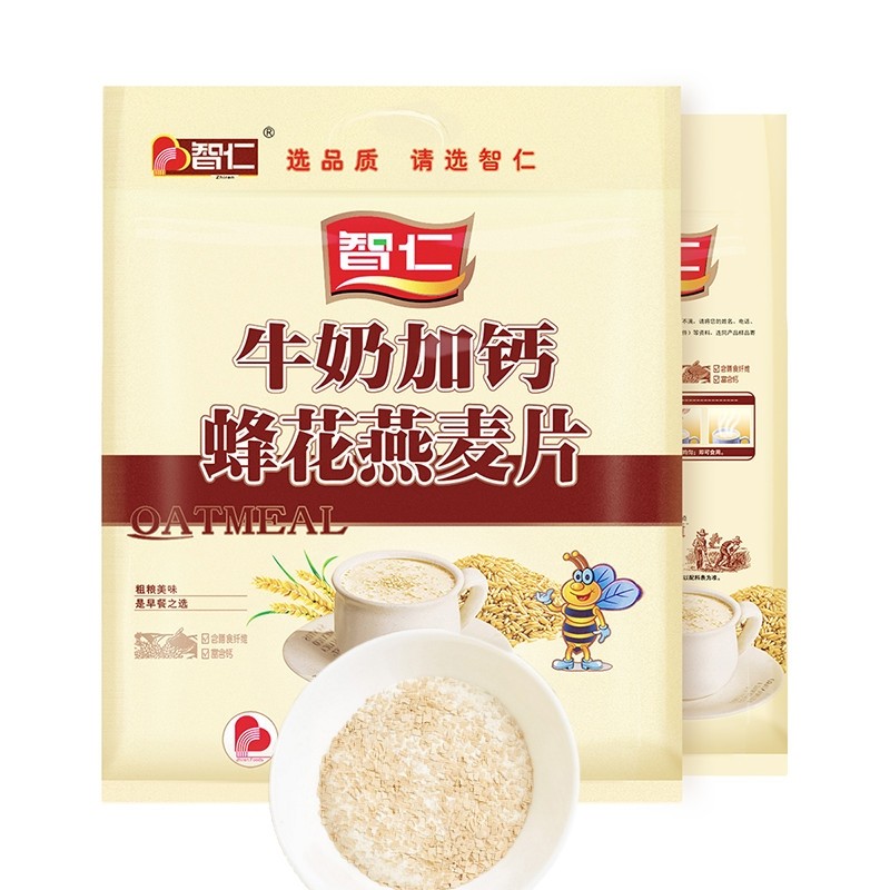 智仁燕麦片牛奶加钙蜂花燕麦800g小袋装即食早餐谷物营养食品冲饮