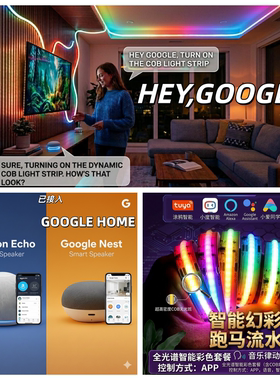 接入Google Home客厅吊顶智能幻跑马流水音乐律动COB彩色氛围灯带