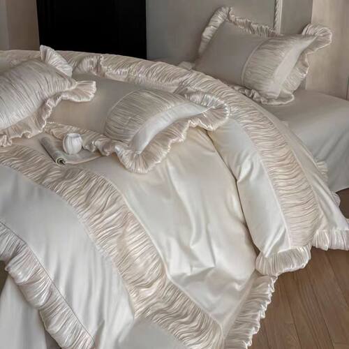 法式少女心长绒棉全棉褶皱四件套