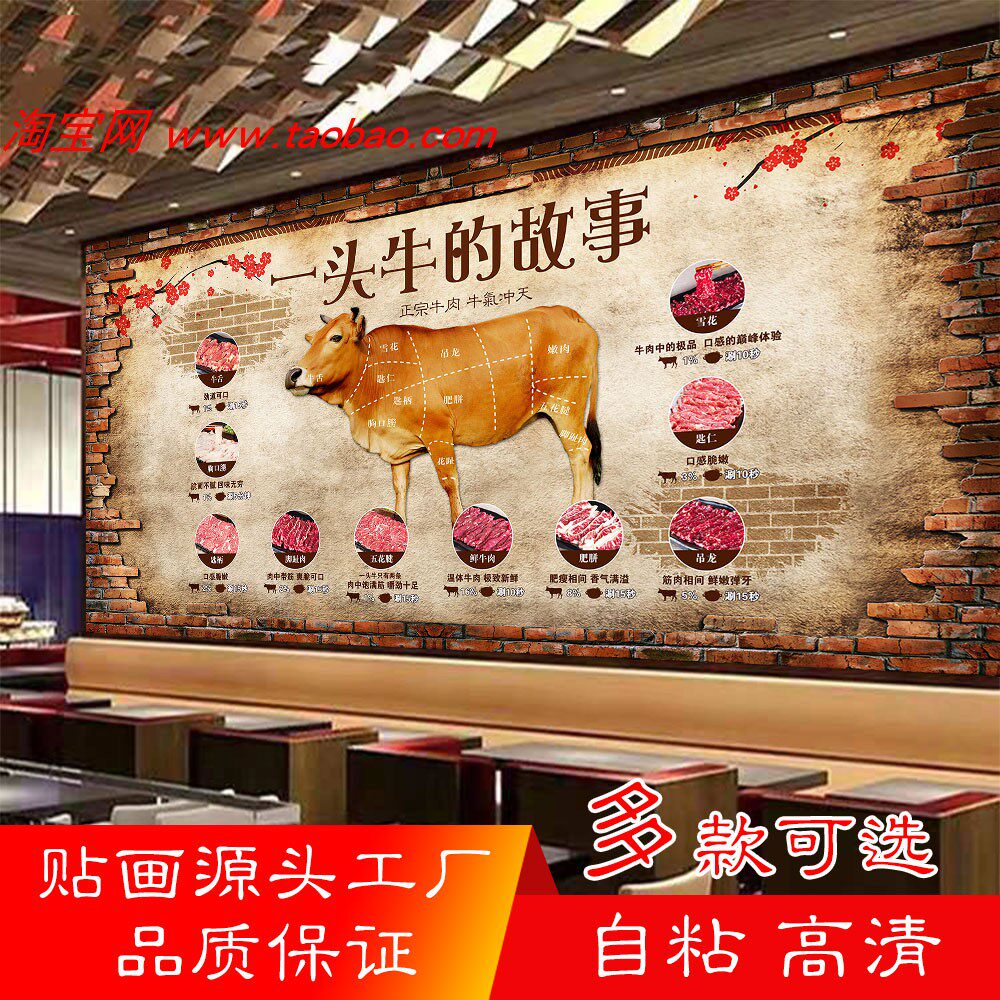 潮汕牛肉火锅海报贴纸黄牛
