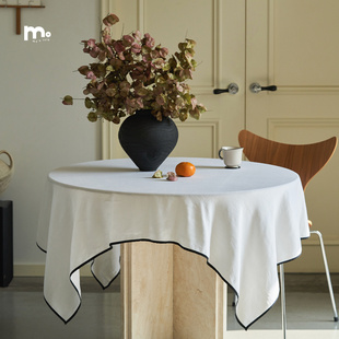 莫语 亚麻桌布 白色创意厨房餐桌桌布 茶几装饰盖巾钢琴盖布