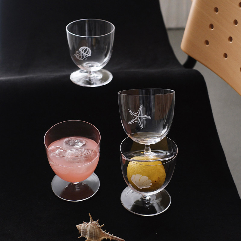 莫语 原创水晶玻璃杯 雕刻图案高颜值红酒高脚杯果汁饮料水杯子