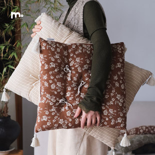 莫语加厚座垫客厅沙发抱枕椅垫流苏提花靠枕纯棉花色腰靠背新中式