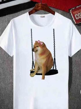 夏季2025新款短袖t恤搞怪柴犬Cheems狗子T恤恶搞表情包上衣服男女