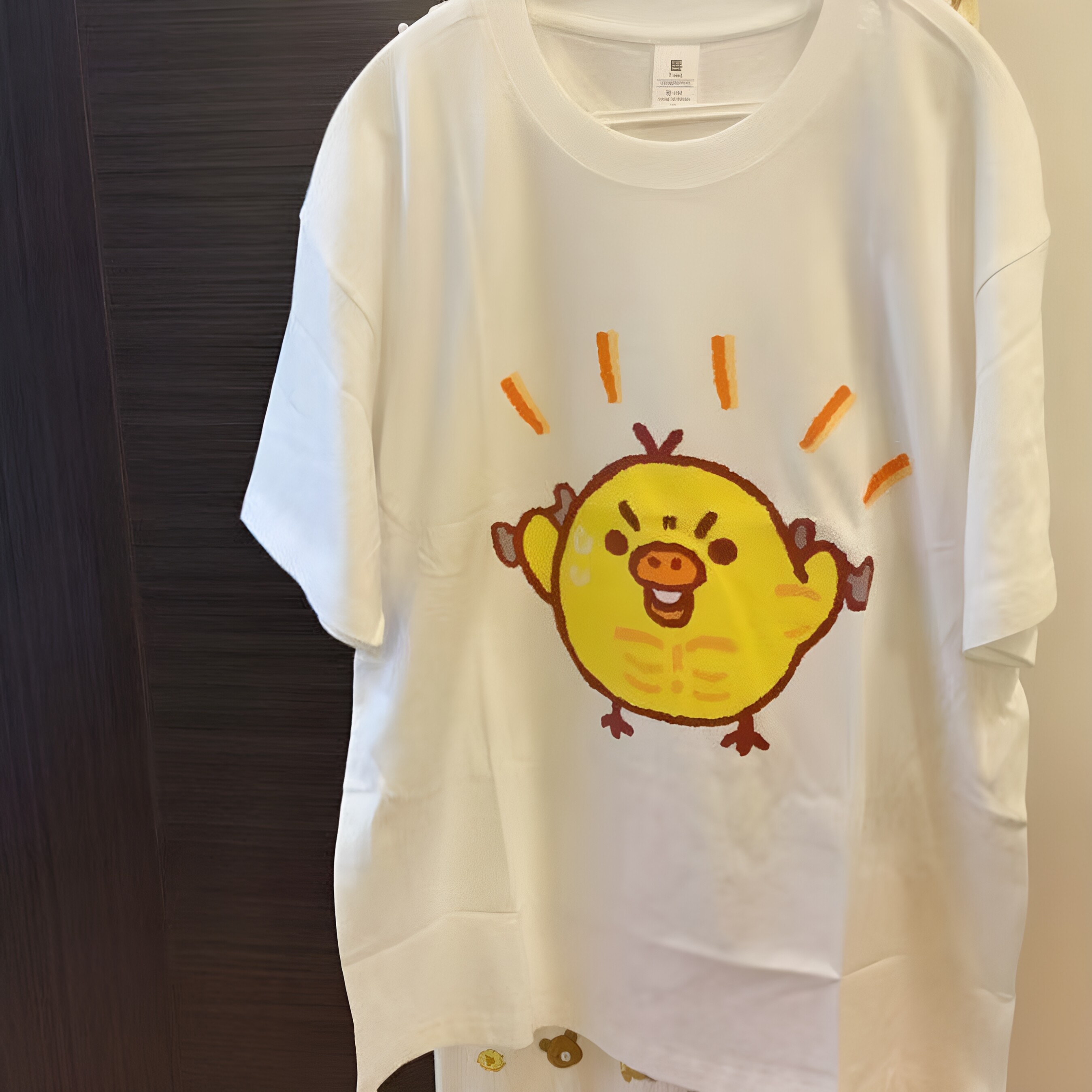 夏季卡通可爱鼻孔鸡印花T恤圆领短袖t恤男女宽松休闲百搭学生上衣