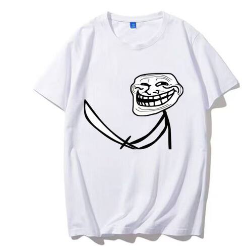 新款trollface2026恶搞T恤短袖搞笑宽松巨魔印花男女新款搞怪痛衣