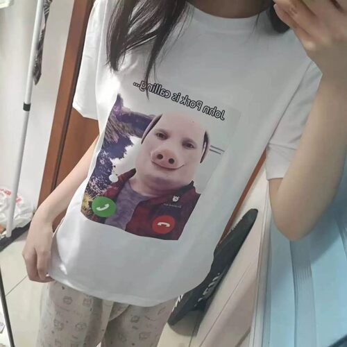 John Pork 欧美搞笑时尚约翰·波克潮流圆领短袖T恤男女定制衣服